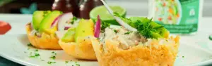 Banner de receta ceviche de atún en canastas
